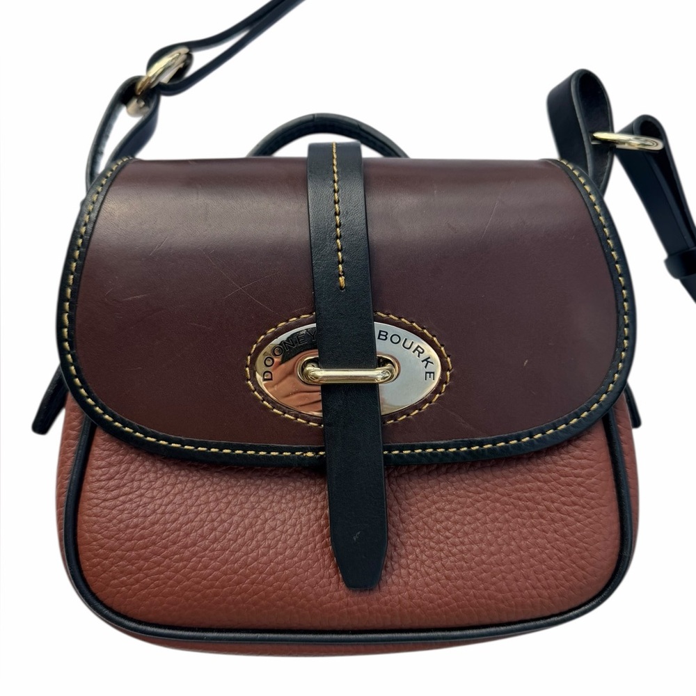 Dooney and Bourke Verona Mini Cristina Crossbody Bag Purse Two Toned Saddle Bag - Picture 2 of 7